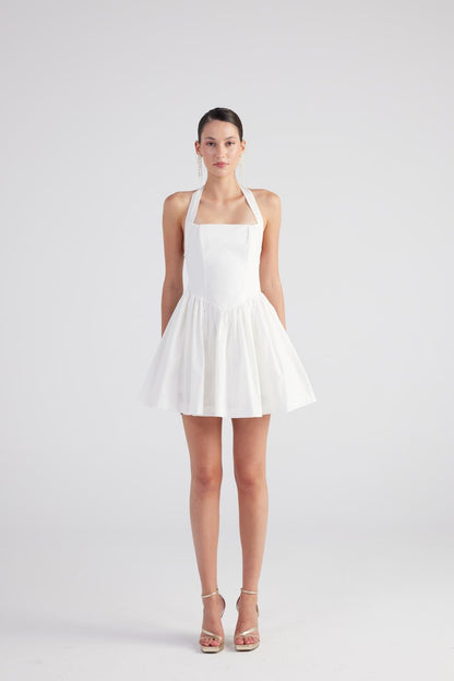 Teresa White Pleated Skirt Mini Dress