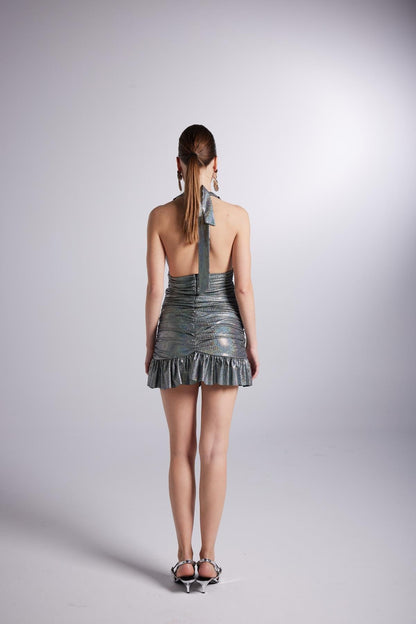 Starry Silver Gray Mini Dress