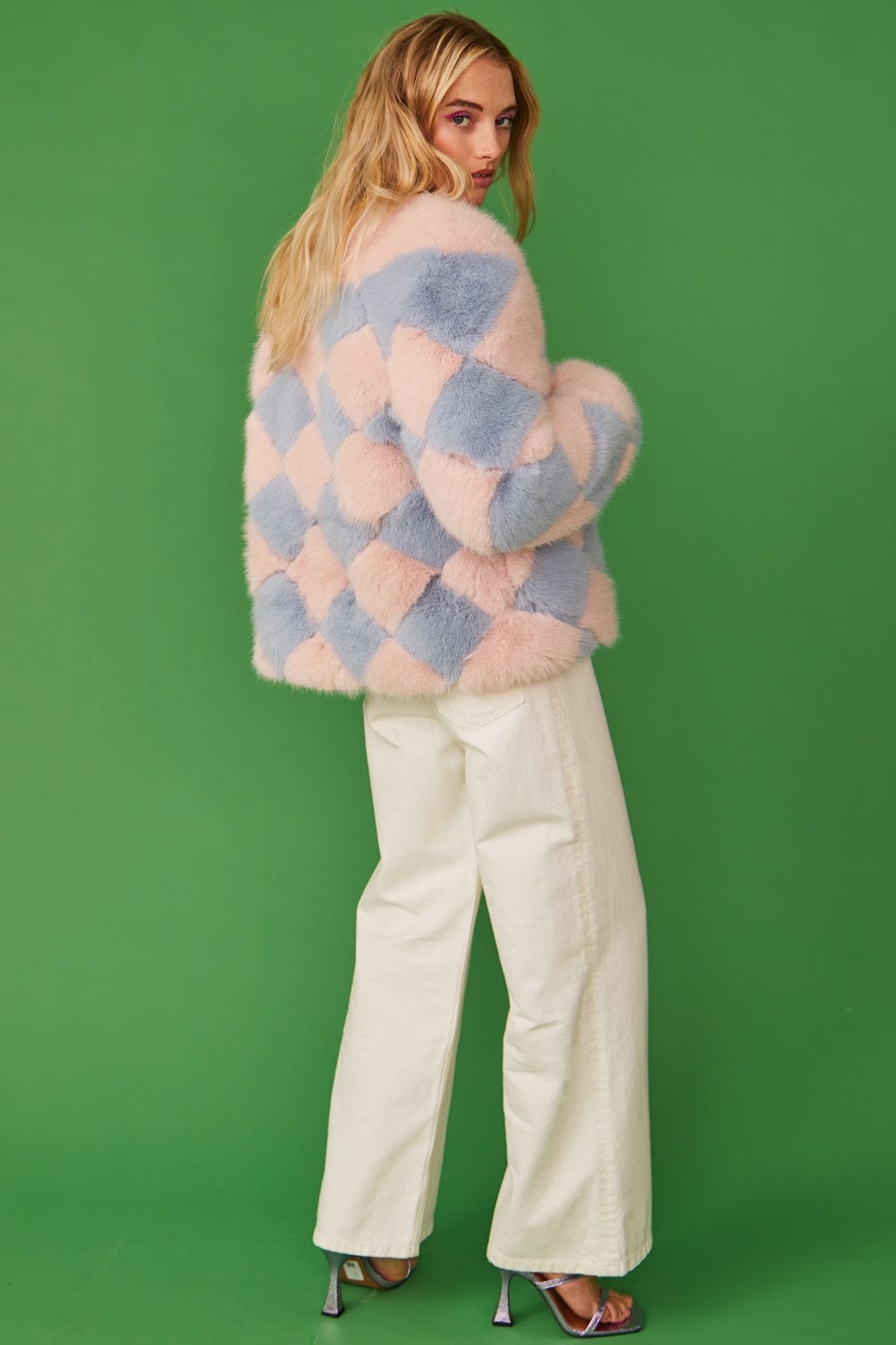 Delilah Pink Blue Faux Fur Jacket
