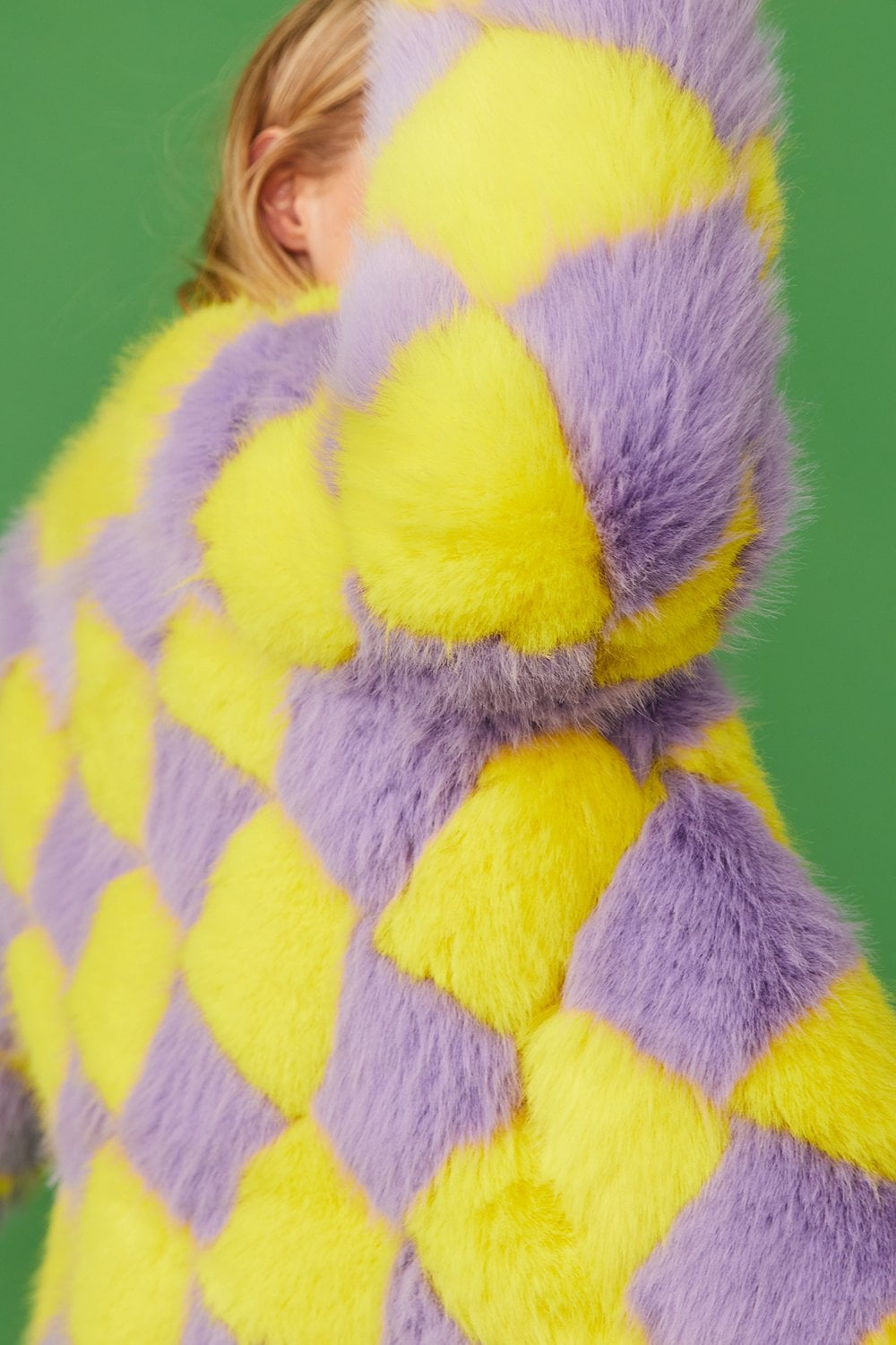 Delilah Yellow Purple Faux Fur Jacket