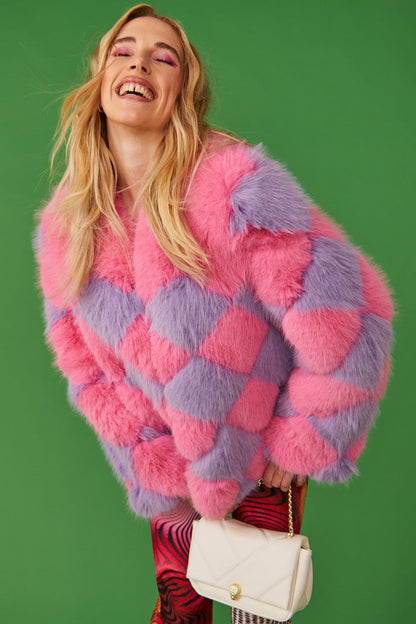 Delilah Pink Purple Faux Fur Jacket