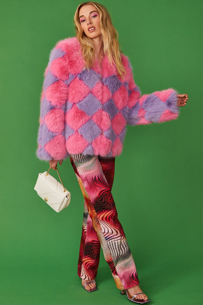 Delilah Pink Purple Faux Fur Jacket